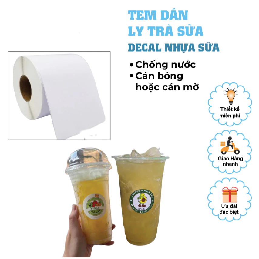 Tem dán ly nhựa